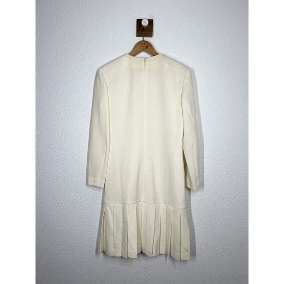 Vintage Escada Wool Dress Size 36 US Small S Ivory Classic Preppy Jeweled - Picture 5 of 8
